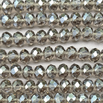 Flint Pearl 8x6mm Faceted Rondelle Chinese Crystal Glass Beads Per Strand