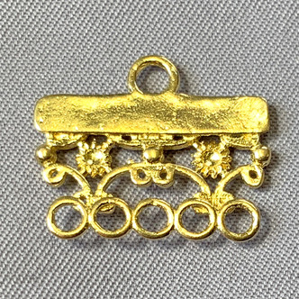 Daisy Filigree Rectangle 6 Loop Chandelier Links 16x19mm Solid Brass Q6 Per Pkg