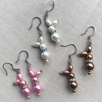 Neapolitan Ice Cream Bunny Earrings Mini Kit Pearl DIY Jewelry Making Kit