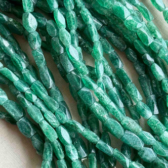 Green Aventurine 8mm Faceted Column Semi Precious Stone Beads 24Pcs Per Strand