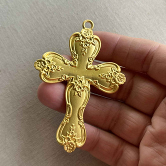 Gold Spoon Cross Pendant Vintage Style Satin Gold Plated Zinc Alloy 77x53mm Focal Component 2Pcs Per Pkg