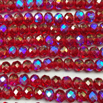 Candy Red Starlight 10x8mm Faceted Rondelle Chinese Crystal Glass Beads Per Strand