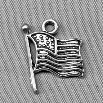 American Flag Charms 19x15mm Antique Silver Plated Alloy Q6 Per Pkg