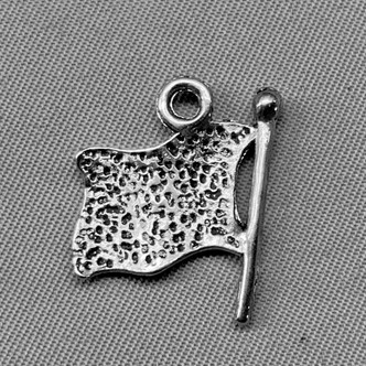 American Flag Charms 19x15mm Antique Silver Plated Alloy Q6 Per Pkg