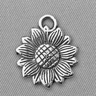 Sunflower Charms 18x15mm Antique Silver Plated Alloy Q6 Per Pkg