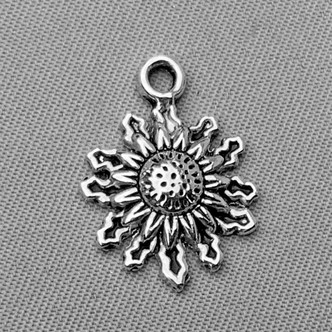 Small Sunflower Charms 17x13mm Antique Silver Plated Alloy Q6 Per Pkg