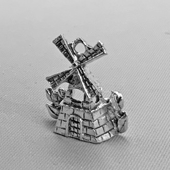 3D Windmill with Tulips Charms 18x15mm Antique Silver Plated Alloy Q6 Per Pkg