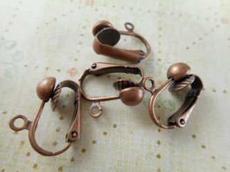 Antique Copper Plated Alloy 16x14mm Half Ball Clip Earrings Q12 Pair per Pkg