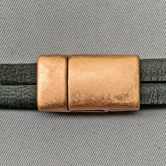 Rectangle Magnetic Leather Clasp Glue On Leather Cord End 22x14mm Antique Copper Plated Alloy Q2 Per Pkg