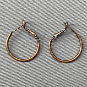 Mini Hoop Earwires Earrings 20mm 20ga Antique Copper Plated Brass Q6 Pair Per Pkg