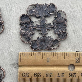 Lily Pad Filigree Style Pendant Antique Copper Plated 43mm 3pcs Per Pkg