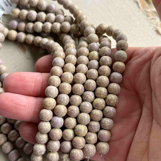 Etched Patina Glass 8mm Frosted Mauve Round Beads 24Pcs Per Strand