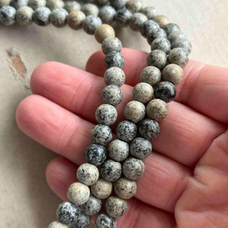Etched Patina Glass 8mm Frosted Speckled Egg Shell Round Beads 24Pcs Per Strand