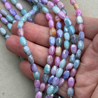 Easter Egg Beads Glass 8x6mm Pastel Luster Mix 24Pcs Per Strand