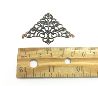 Triangle Corner Filigrees 32x50mm Antique Copper Plated Q20 Per Pkg