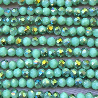 Spearmint Astral Teal 4x3mm Faceted Rondelle Chinese Crystal Glass Beads Per Strand