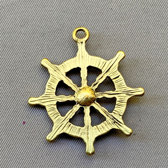 Clear Crystal Ship Wheel Helm Charms 30x27mm Hamilton Gold Plated Alloy Q2 Per Pkg