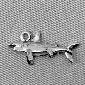 3D Great White Shark Charms 13x26mm Antique Silver Plated Alloy Q6 Per Pkg