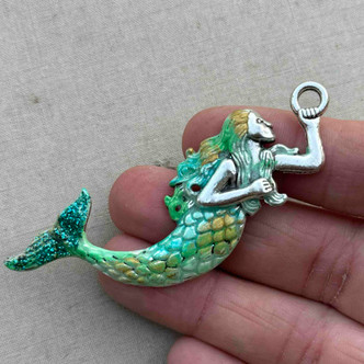 Marinella Mermaid Pendant Artisan Hand Painted 77x25mm Per Pc