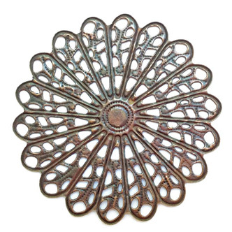 Antique Copper Plated Alloy 45mm Round Medallion Filigree Beads Q20 per Pkg