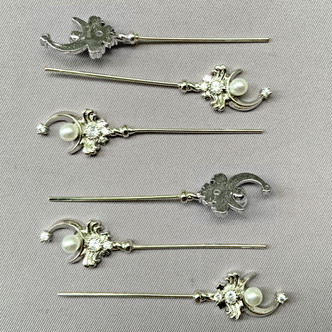 Decorative Moon and Stars Zircon Crystal Pearl Headpin 2 Inch 19 Gauge Platinum Plated Alloy Q2 Per Pkg