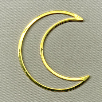 Large Crescent Moon Link Connector 49x40mm 18kt Gold Plated Brass Q2 Per Pkg