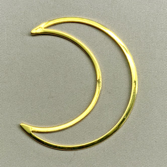Large Crescent Moon Frame Links 49x40mm 18kt Gold Plated Brass Q2 Per Pkg