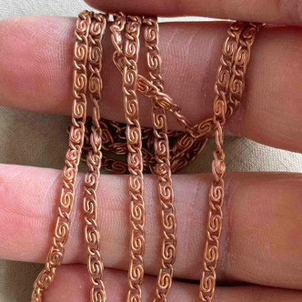 6mm Snail Scroll Chain Copper Plated Steel Vintage Unsoldered Per Foot