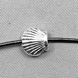 Clam Shell Beads 9x8mm Antique Silver Plated Alloy Q30 Per Pkg