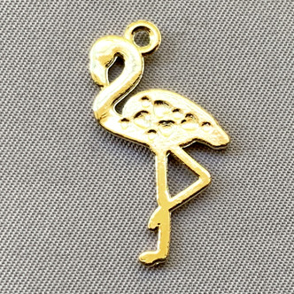 Roselle Enamel Flamingo Charms 25x15mm Gold Plated Alloy Q20 Per Pkg