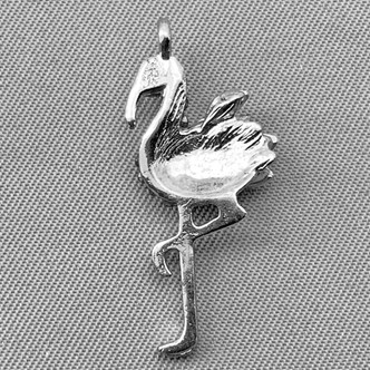 Pink Clear Crystal Rhinestone Flamingo Charms 27x12mm Antique Silver Plated Alloy Q2 Per Pkg