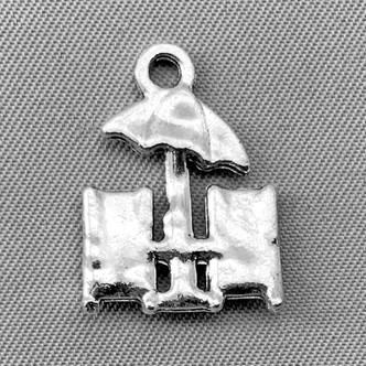 Flat Beach Chairs with Umbrella Charms 19x14mm Antique Silver Plated Alloy Q6 Per Pkg