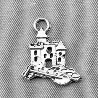 Sand Castle Charms 19x16mm Antique Silver Plated Alloy Q6 Per Pkg