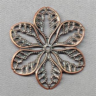 Filigree Flower 32x29mm Antique Copper Plated Q40 per Pkg