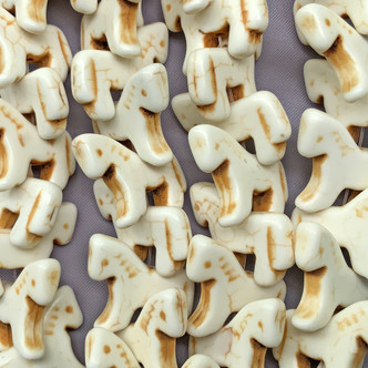 Dyed White Magnesite Pony Horse 22x18mm Semi-Precious Stone Beads Per Strand