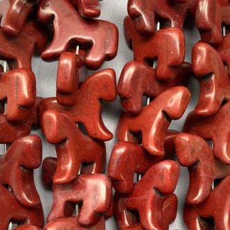 Dyed Mahogany Magnesite Pony Horse 22x18mm Semi-Precious Stone Beads Per Strand