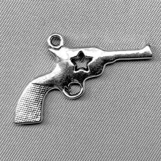 Western Star Revolver Gun Charms 18x28mm Antique Silver Plated Alloy Q6 Per Pkg