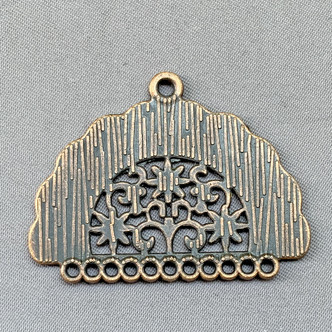 Aztec Style Floral Fan 12 Loop Chandelier Links 29x38mm Antique Copper Plated Alloy Q4 Per Pkg