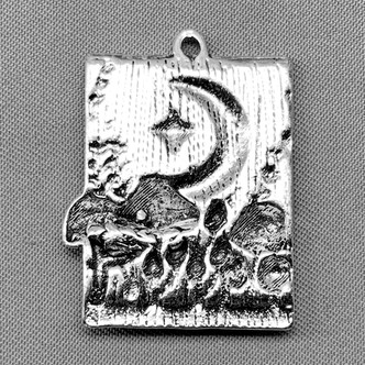 Mushroom Fern Moon Stars Nighttime Rectangle Charms 28x20mm Antique Silver Plated Alloy Q6 Per Pkg