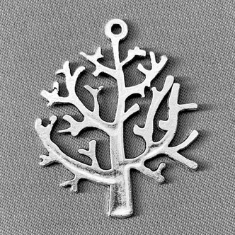 Autumn Winter Leafless Tree Charms 32x26mm Antique Silver Plated Alloy Q6 Per Pkg