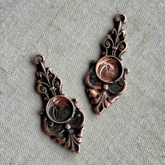 Baroque Drop 7mm Cabochon Memory Tray Charms 29x11mm Copper Plated Brass Q2 Per Pkg