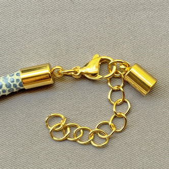 4mm Glue On Leather Cord Ends with Lobster Claw Clasp and Extender Chain Gold Plated 304 Stainless Steel Q6 Per Pkg