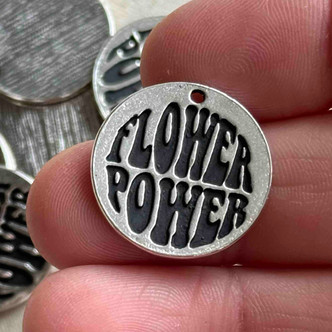 Flower Power Message Charms Silver Plated 22mm 6pcs Per Pkg