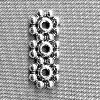 3 Strand Daisy Spacer Bar Beads 15x6mm Antique Silver Plated Alloy Q50 Per Pkg