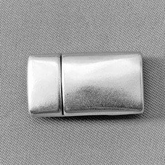 Rectangle Magnetic Leather Clasp Glue On Leather Cord End 22x14mm Silver Plated Alloy Q2 Per Pkg