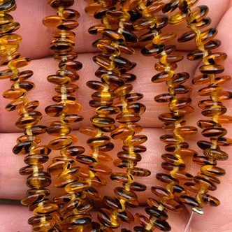 6mm Lentil Coin Czech Glass Topaz Tortoiseshell 50 Beads Per Strand