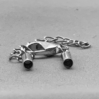 1.5mm Glue On Leather Cord Ends with Lobster Claw Clasp and Extender Chain Antique Silver Plated Alloy Q10 Per Pkg