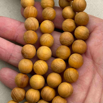 12mm Goldenrod Sandalwood Beads Round Cedar Scented Q16 Per Strand