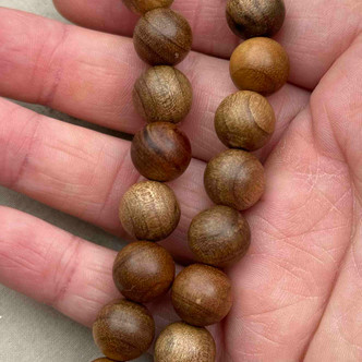 12mm Sepia Sandalwood Beads Round Cedar Scented Q16 Per Strand