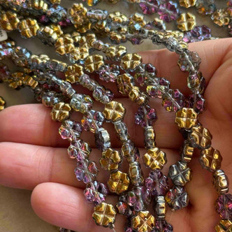8mm Clover Shamrock Glass Beads Chinese Pot O Gold Per Strand